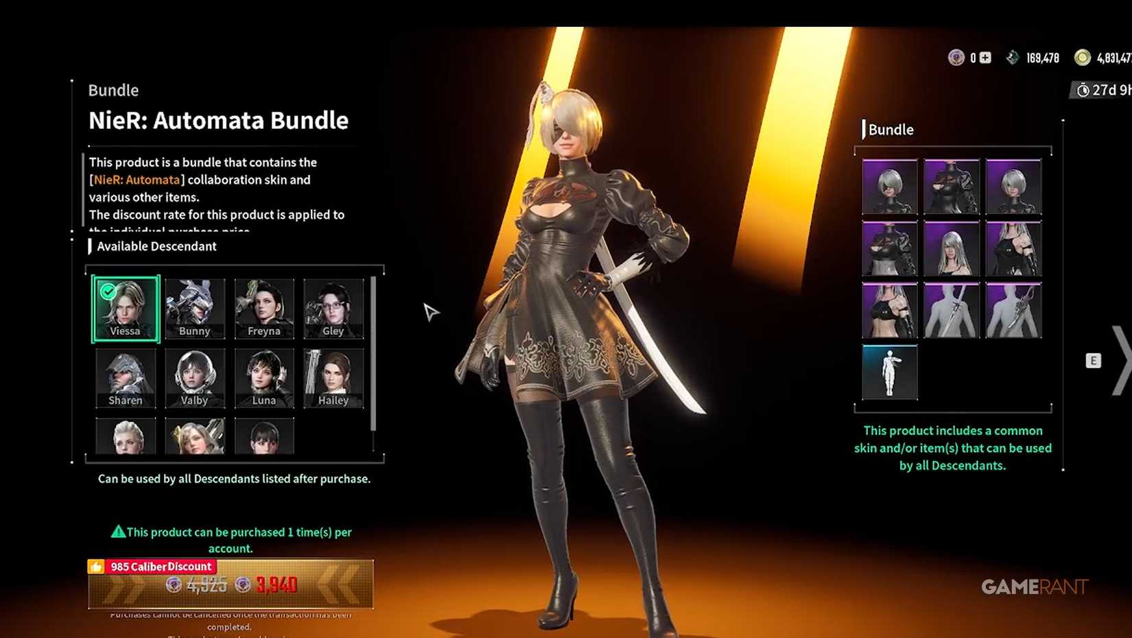 nier automata skin bundle first descendant