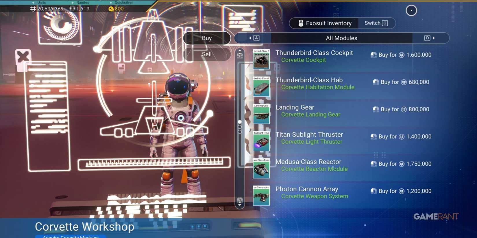 No Man's Sky - Buy Basic Corvette Parts