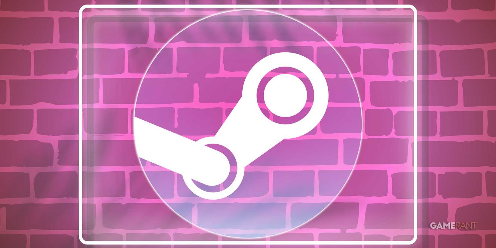 Steam logo on pink wall 2x1 composite