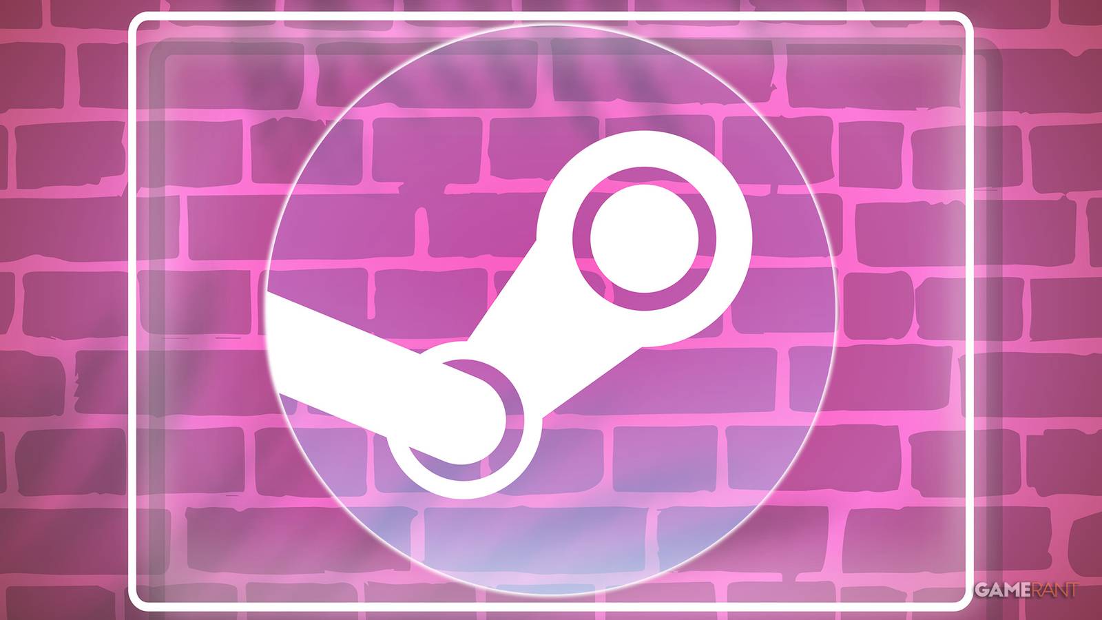 Steam logo on pink wall 2x1 composite