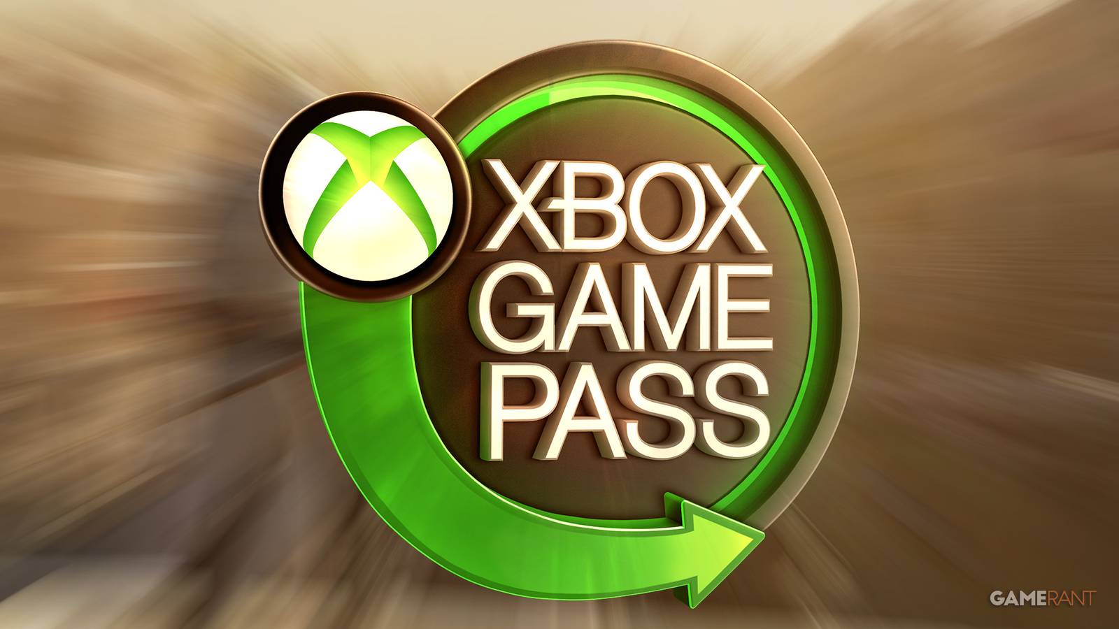 Xbox Game Pass circular sign emblem over zoom blurred Assassin's Creed Mirage Baghdad screenshot