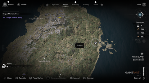 Assassin’s Creed Shadows Claws of Awaji Eshima Sumi-E Map Location