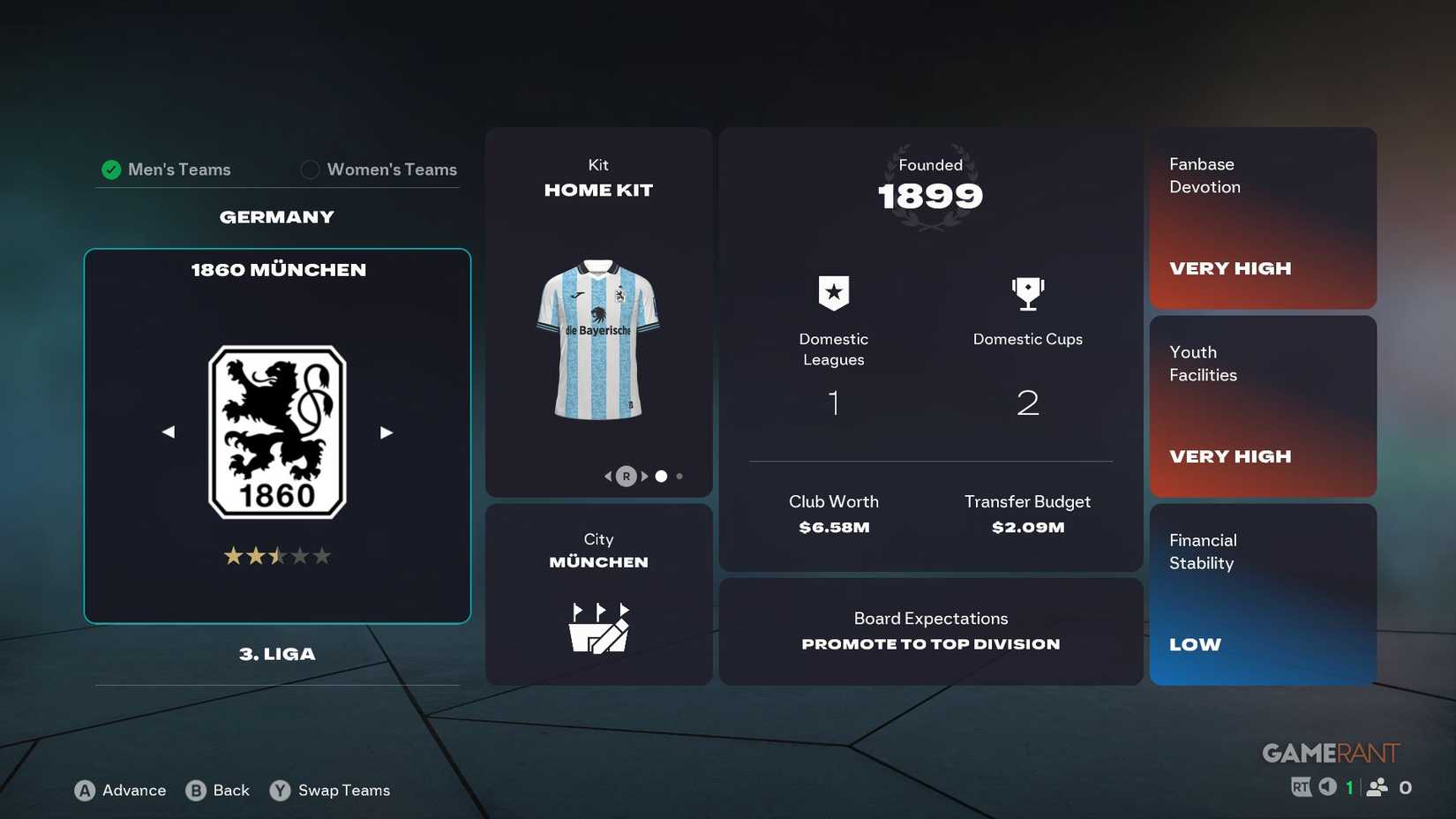 EA Sports FC 26 - Manager Mode - 1860 Munchen