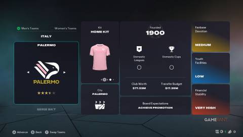 EA Sports FC 26 - Manager Mode - Palermo