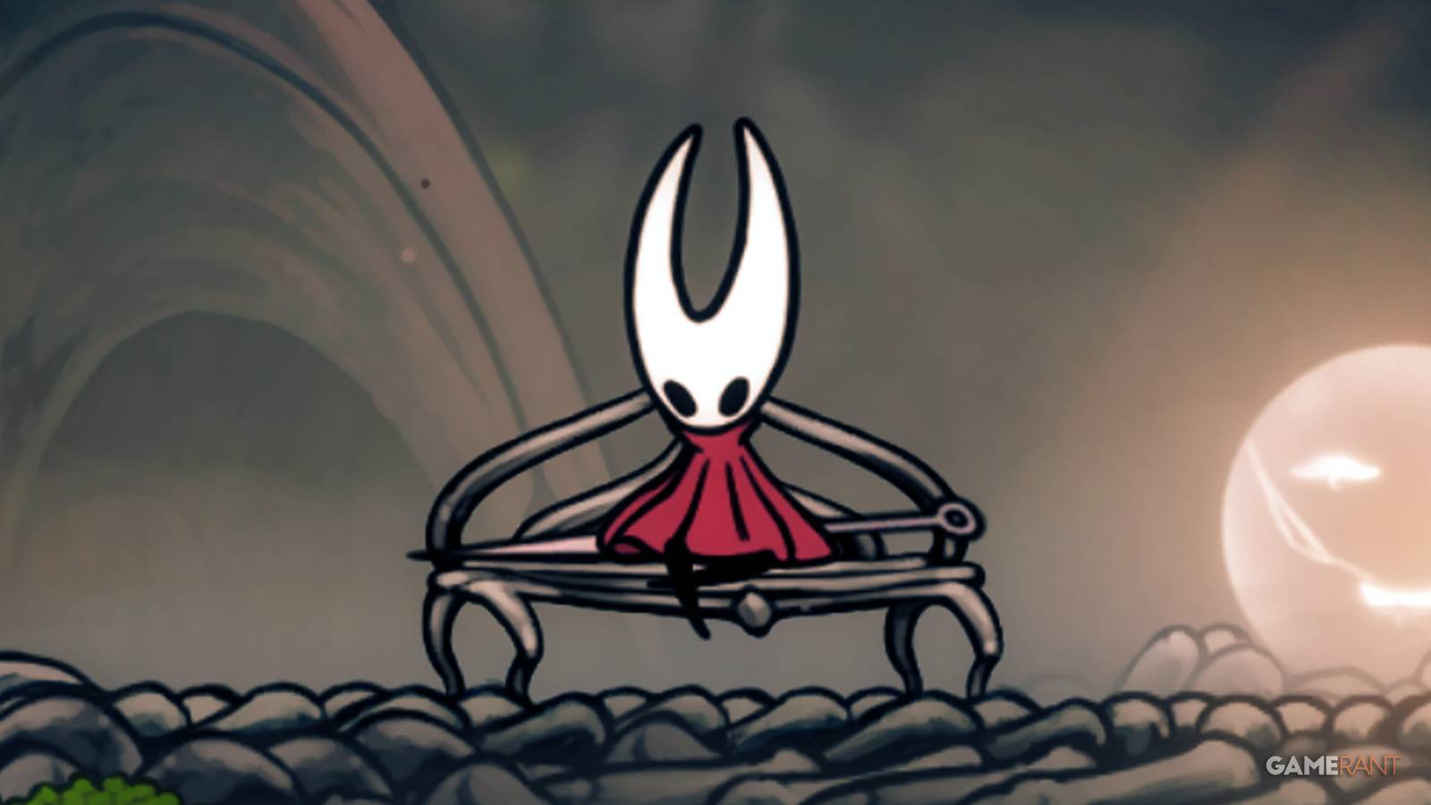 Hollow Knight Silksong Hornet sitting at a bench