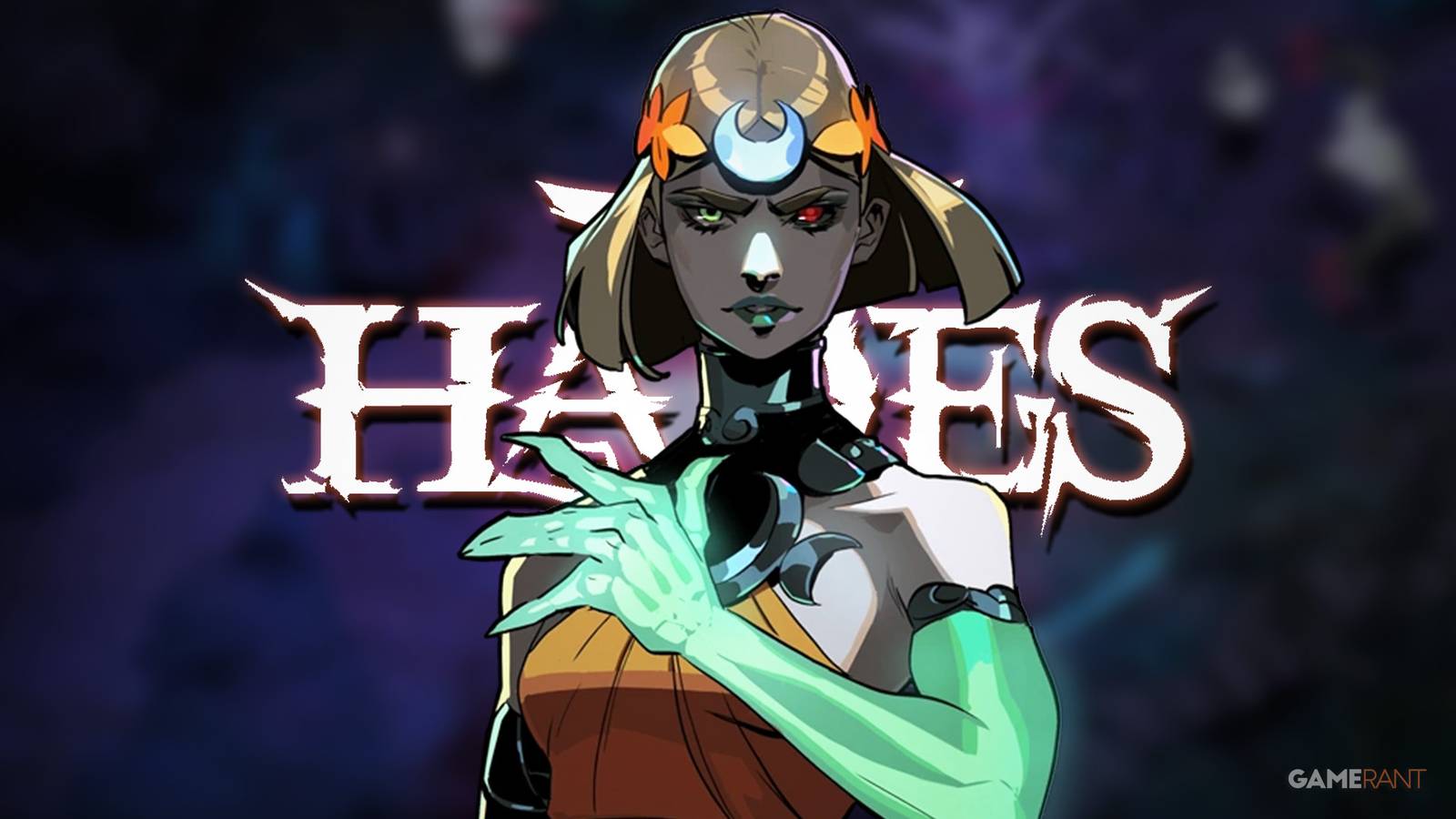 Melinoë in front of Hades 2 logo composite