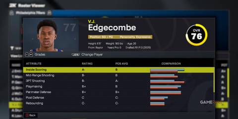 NBA 2K26 - V.J. Edgecombe - Player Card