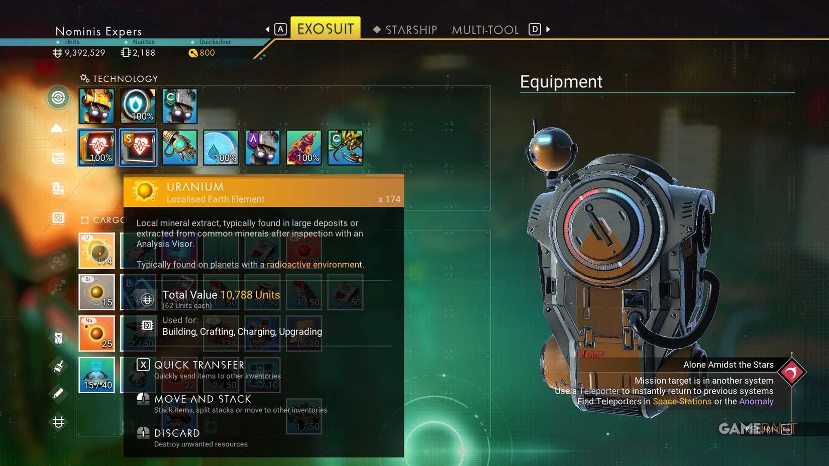 No Man's Sky - Uranium in Inventory