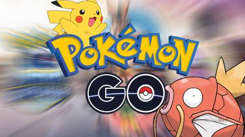 Pokemon GO logo with Pikachu and Magikarp composite