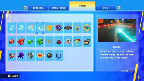 Sonic Racing CrossWorlds - Items - Laser