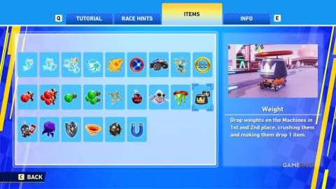 Sonic Racing CrossWorlds - Items - Weight