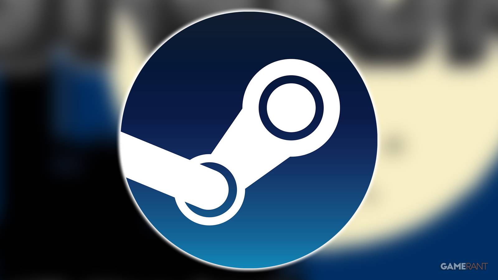 Steam logo in front of blurred Snake Eyes Dungeon screenshot