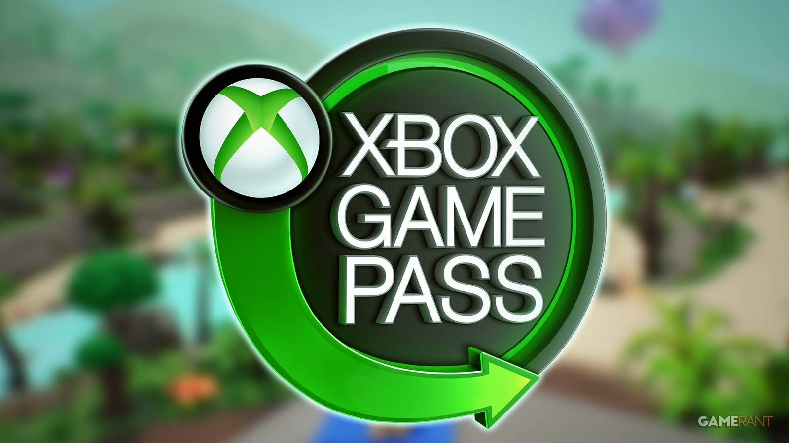 Xbox Game Pass emblem over PAW Patrol World open-world promo gameplay screenshot