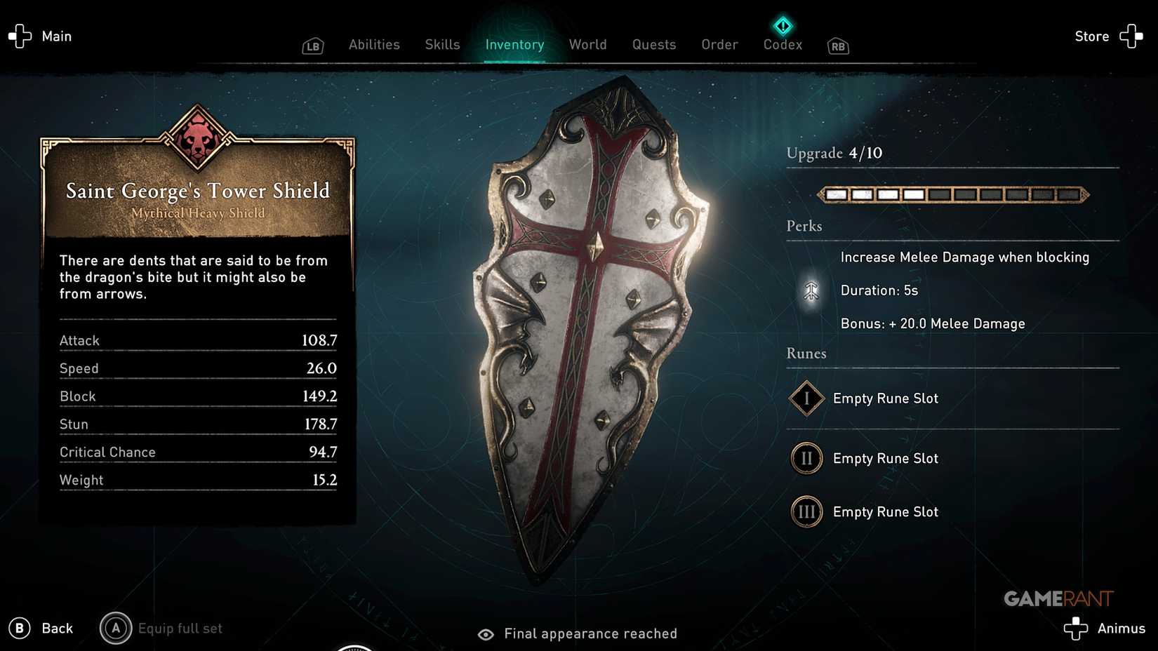 Assassin's Creed Valhalla Saint George's Tower Shield Final Appearance