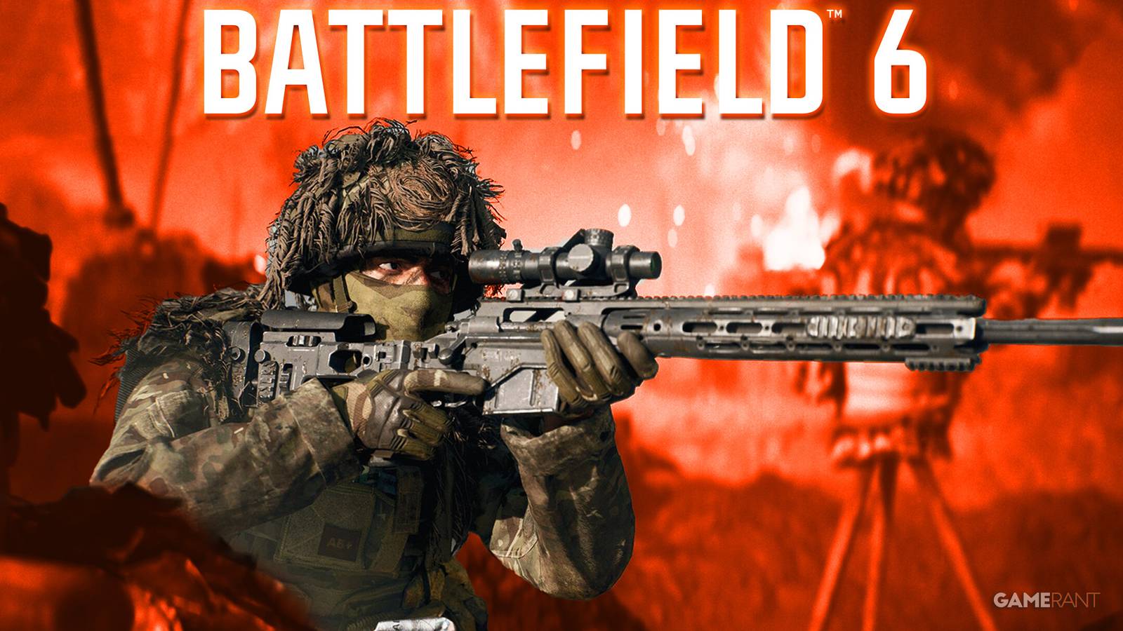 Battlefield 6 sniper orange background game logo 16x9 composite