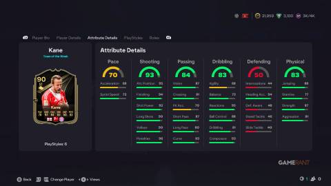 EA Sports FC 26 - Ultimate Team - Kane TOTW Attributes