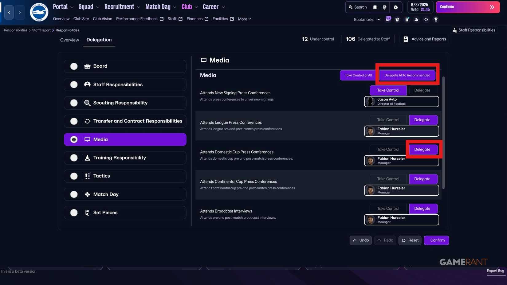 Football Manager 26 - How to Delegate Media Tasks