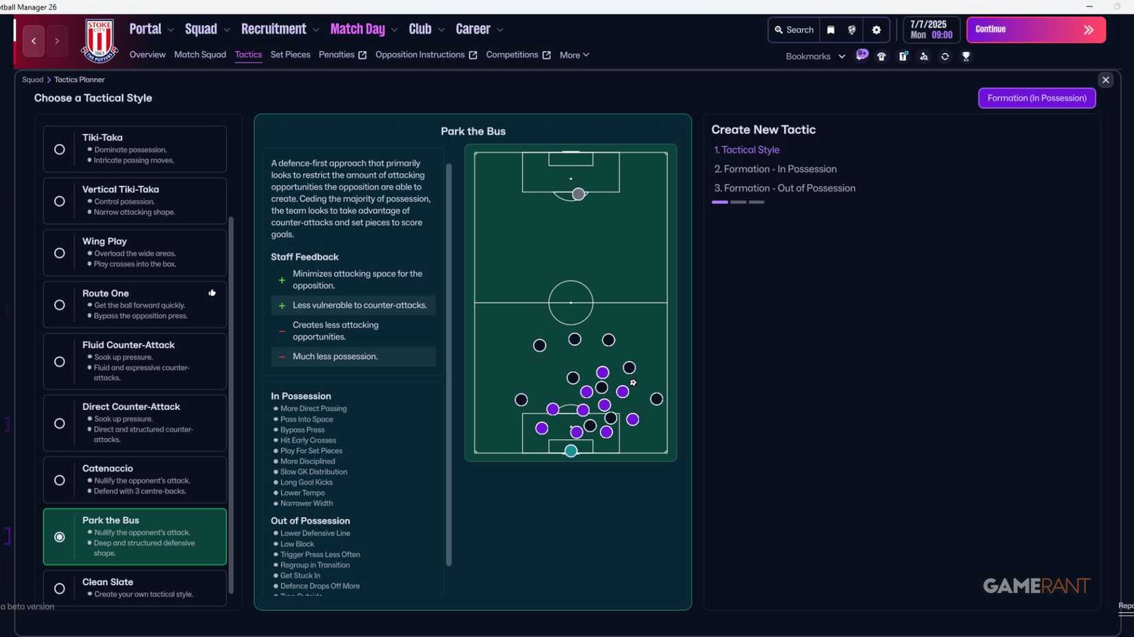 Football Manager 26 - Tactics - Stoke - Park the Bus