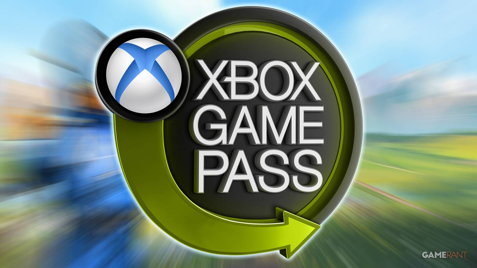 glowing Xbox Game Pass logo over zoom-blurred PowerWash Simulator 2 composite