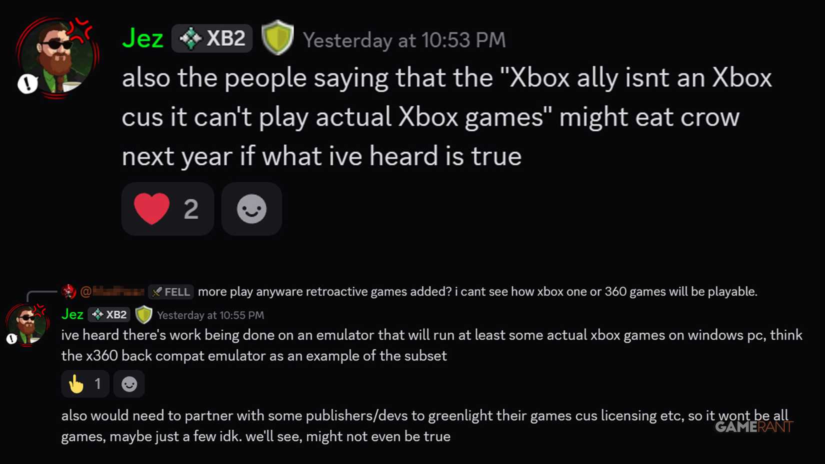 Jez Corden Xbox console emulator for Windows PCs claim from XB2 Discord server