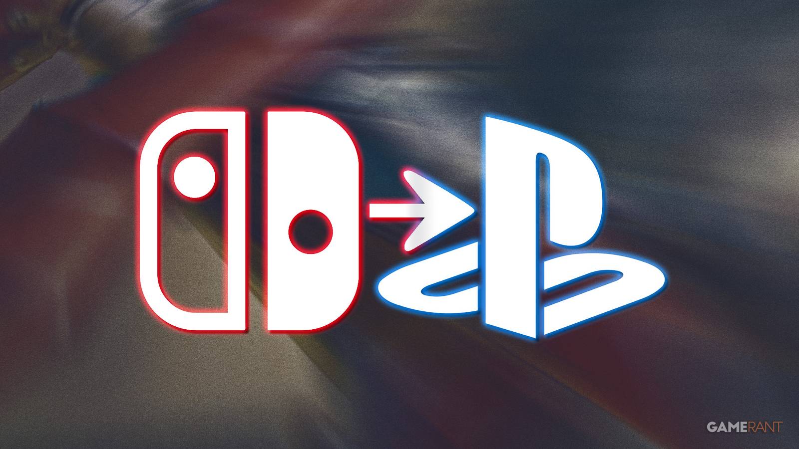 Nintendo Switch to PlayStation transition arrow composite illustration