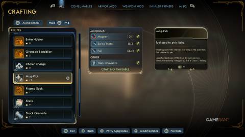 outer worlds 2 mag-pick crafting
