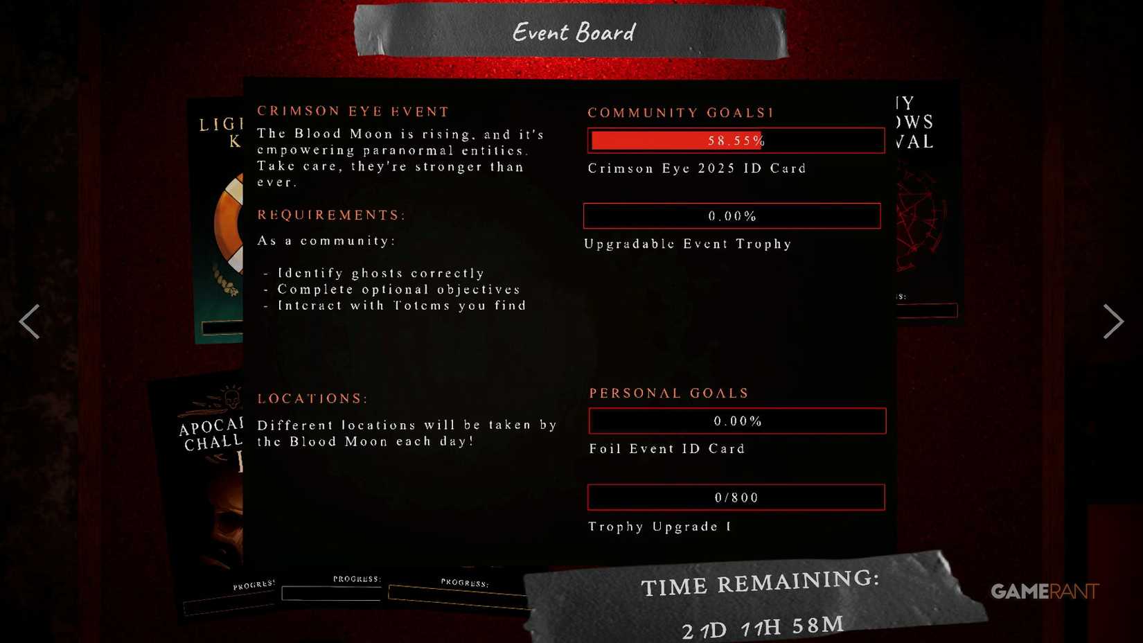 Phasmophobia - Crimson Eye Event 2025 - Event Board