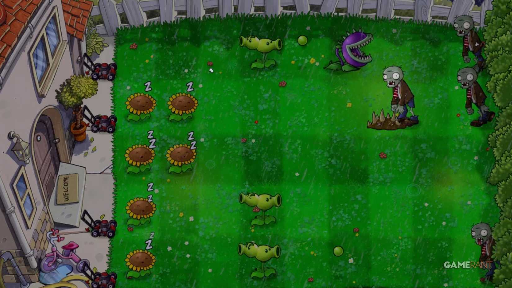 Plants vs Zombies Replanted gameplay screenshot 3 cloudy day mode