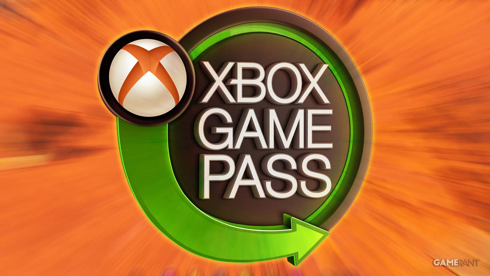 Xbox Game Pass green logo emblem over Albion Online zoom-blurred screenshot