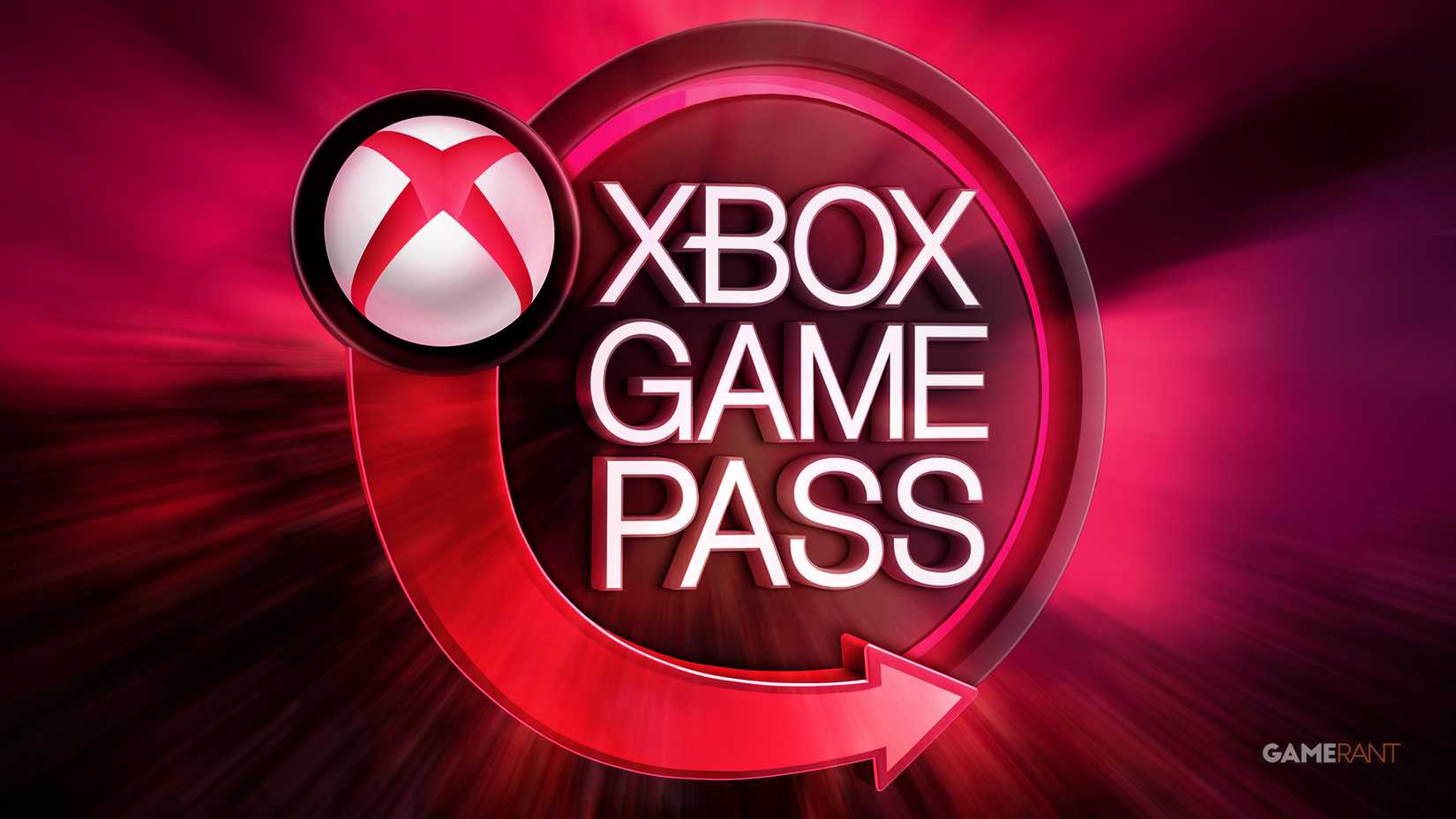 Xbox Game Pass logo over zoom-blurred The Casting of Frank Stone ominous red sky screenshot