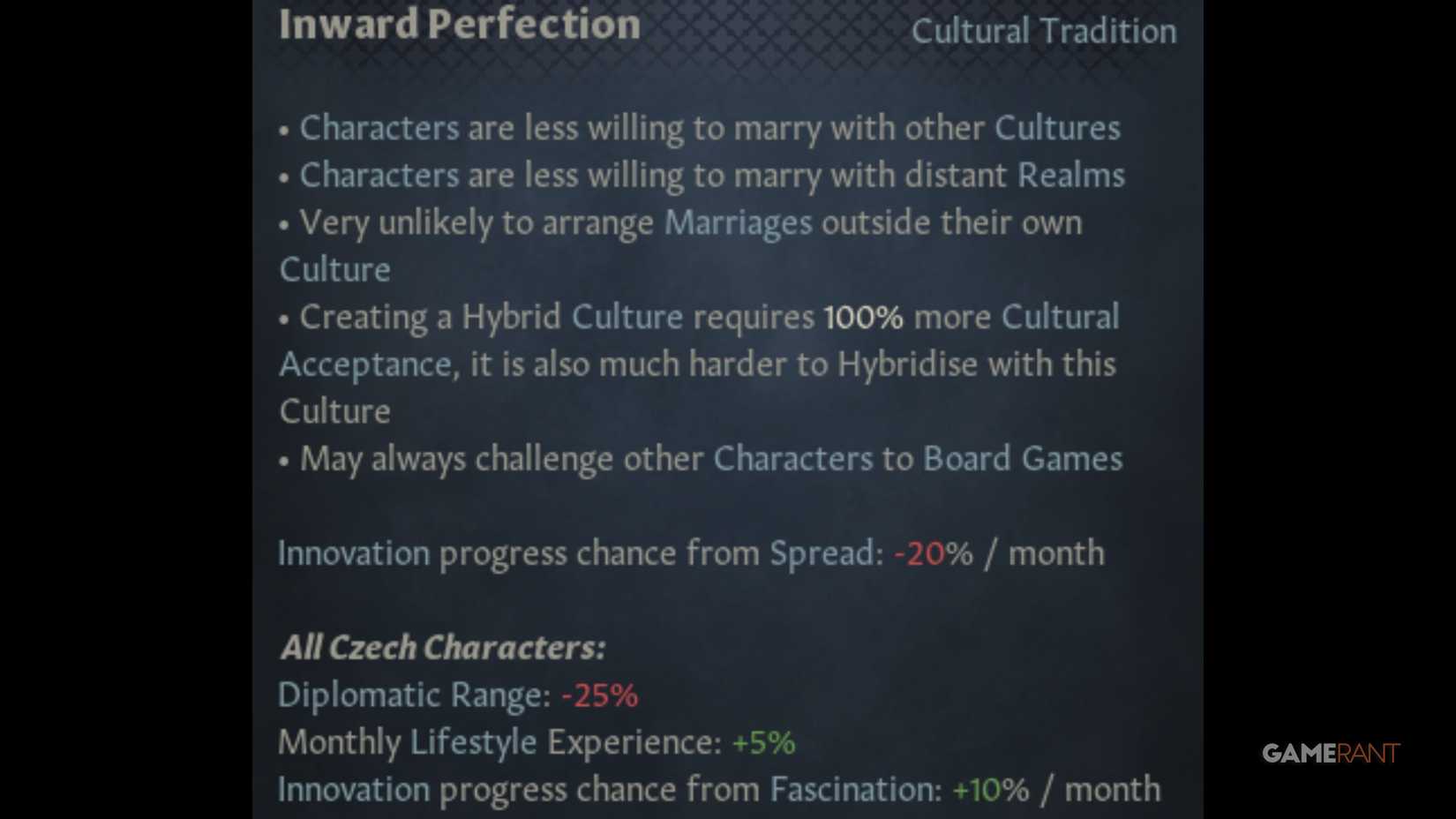 Crusader Kings 3 - Cultural Tradition - Inward Perfection