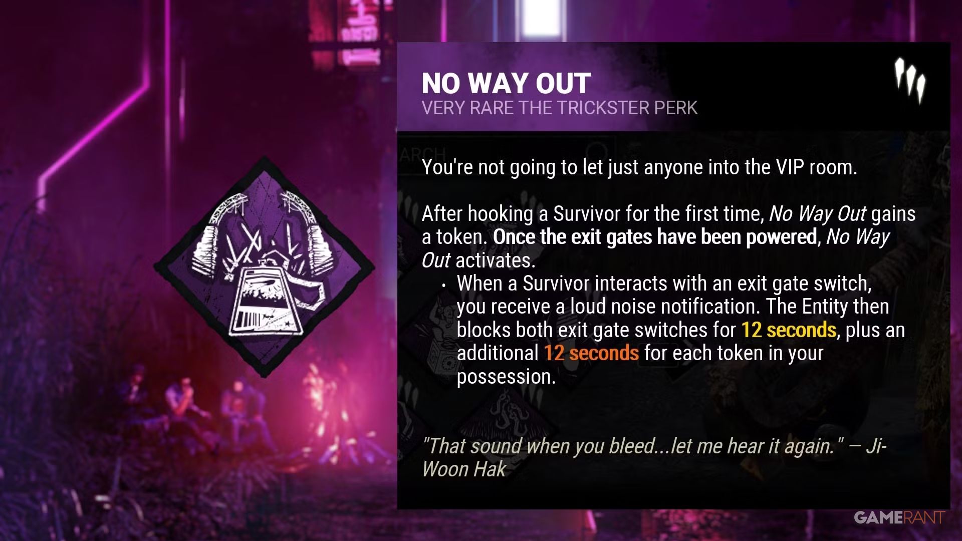dead by daylight perk description no way out