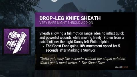 dead by daylight the ghost face drop leg knife sheath addon