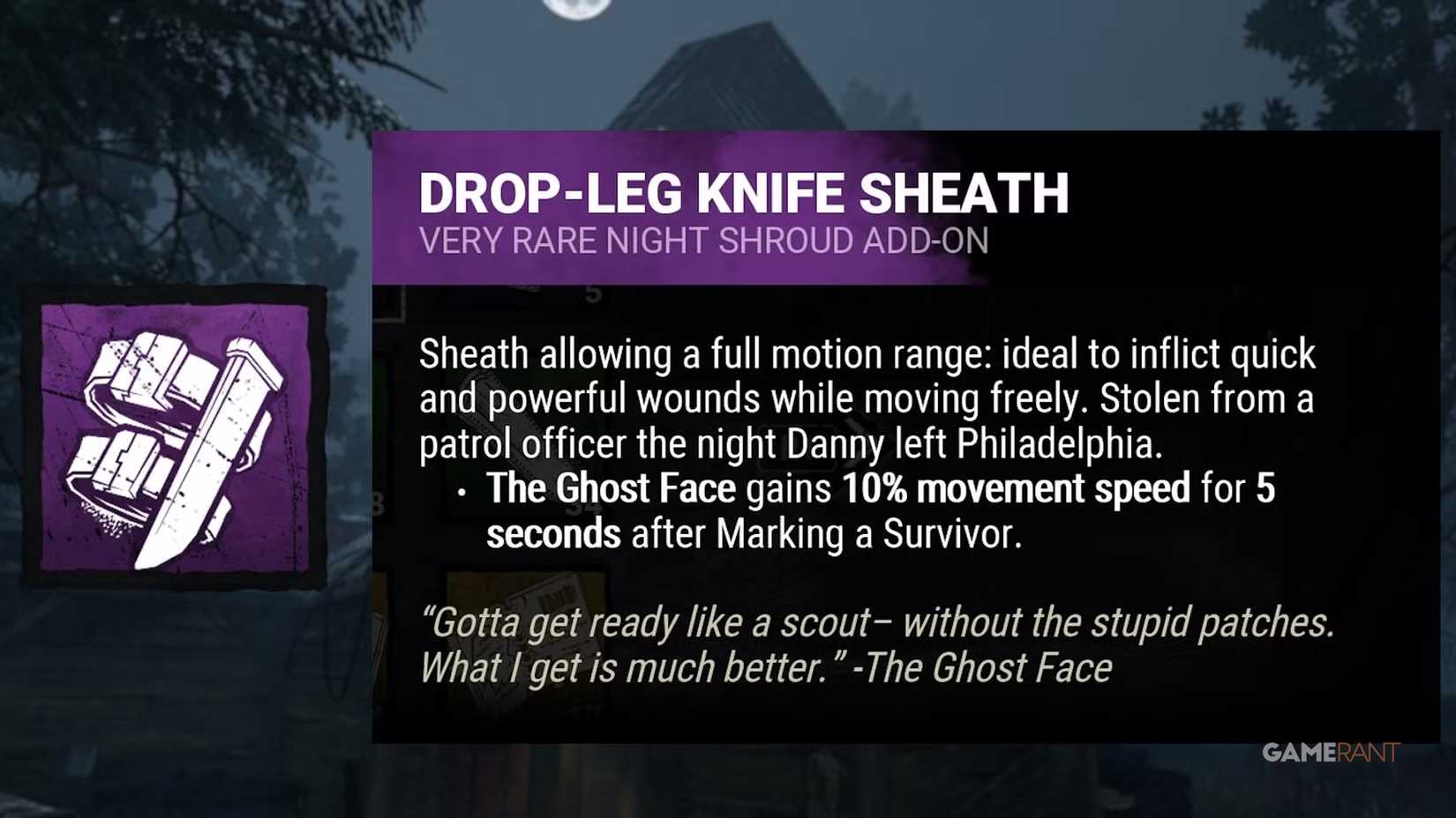 dead by daylight the ghost face drop leg knife sheath addon