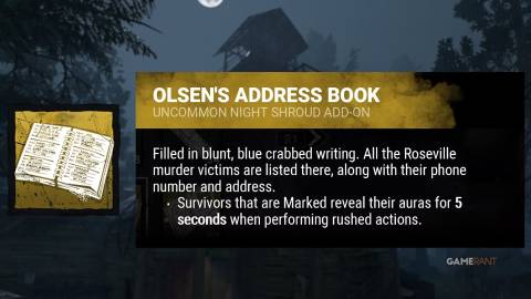 dead by daylight the ghost face olsen's address book addon