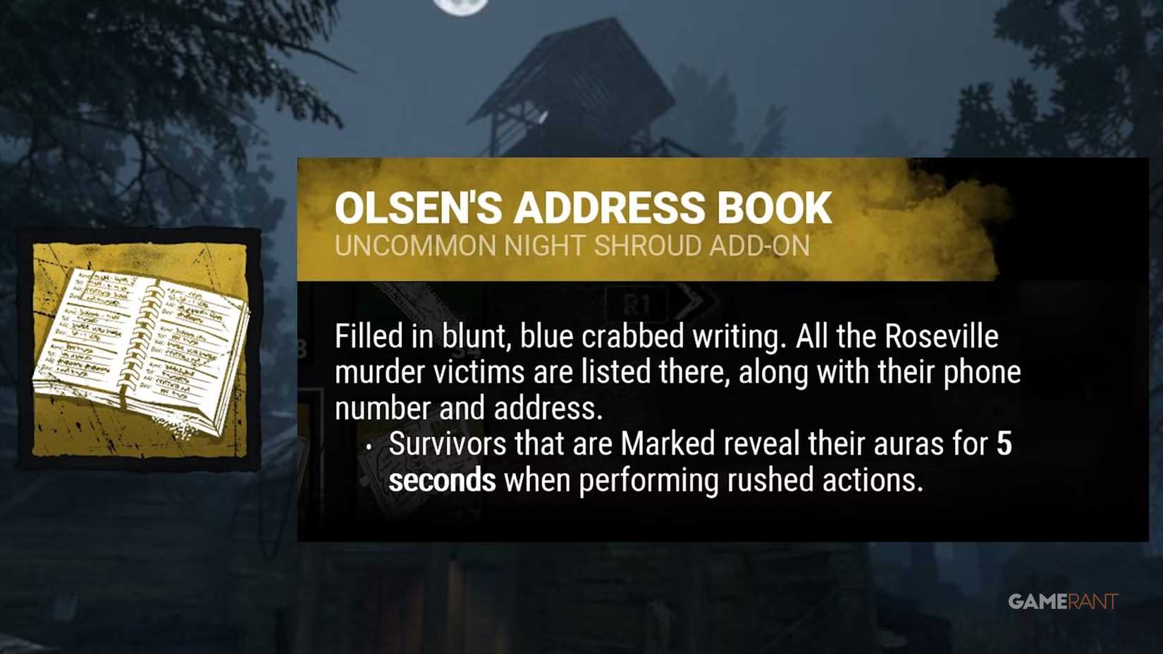 dead by daylight the ghost face olsen's address book addon