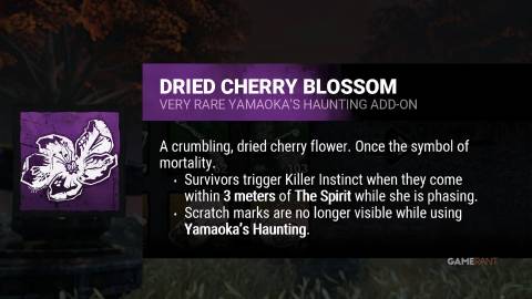 dead by daylight the spirit dried cherry blossom addon