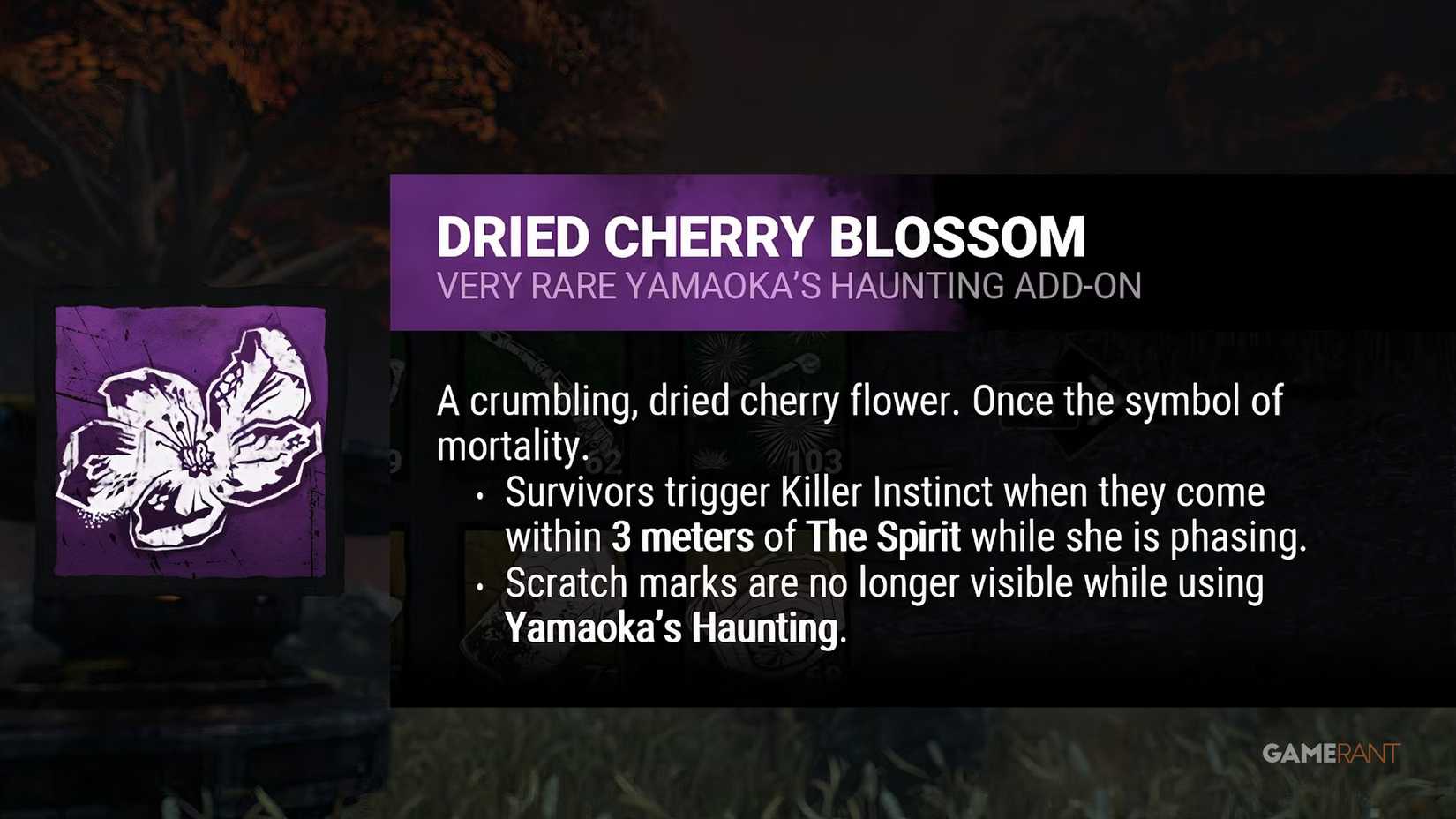 dead by daylight the spirit dried cherry blossom addon