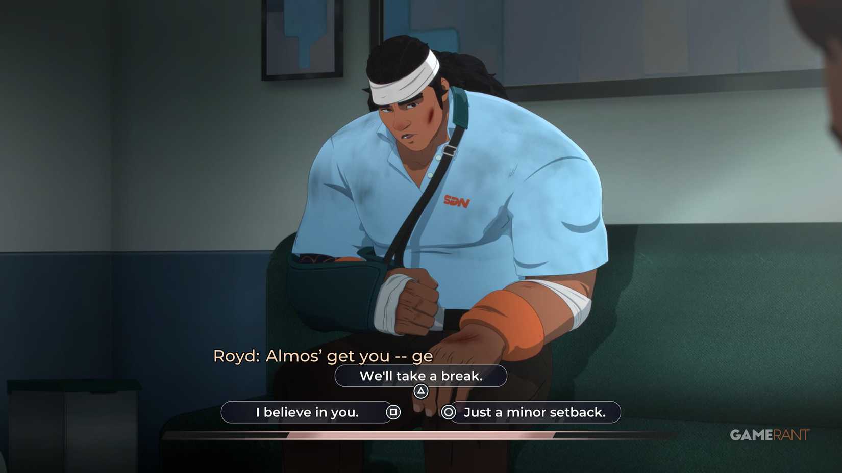 Dispatch Episode 6 walkthrough, dialog Robert dengan Royd dan Chase