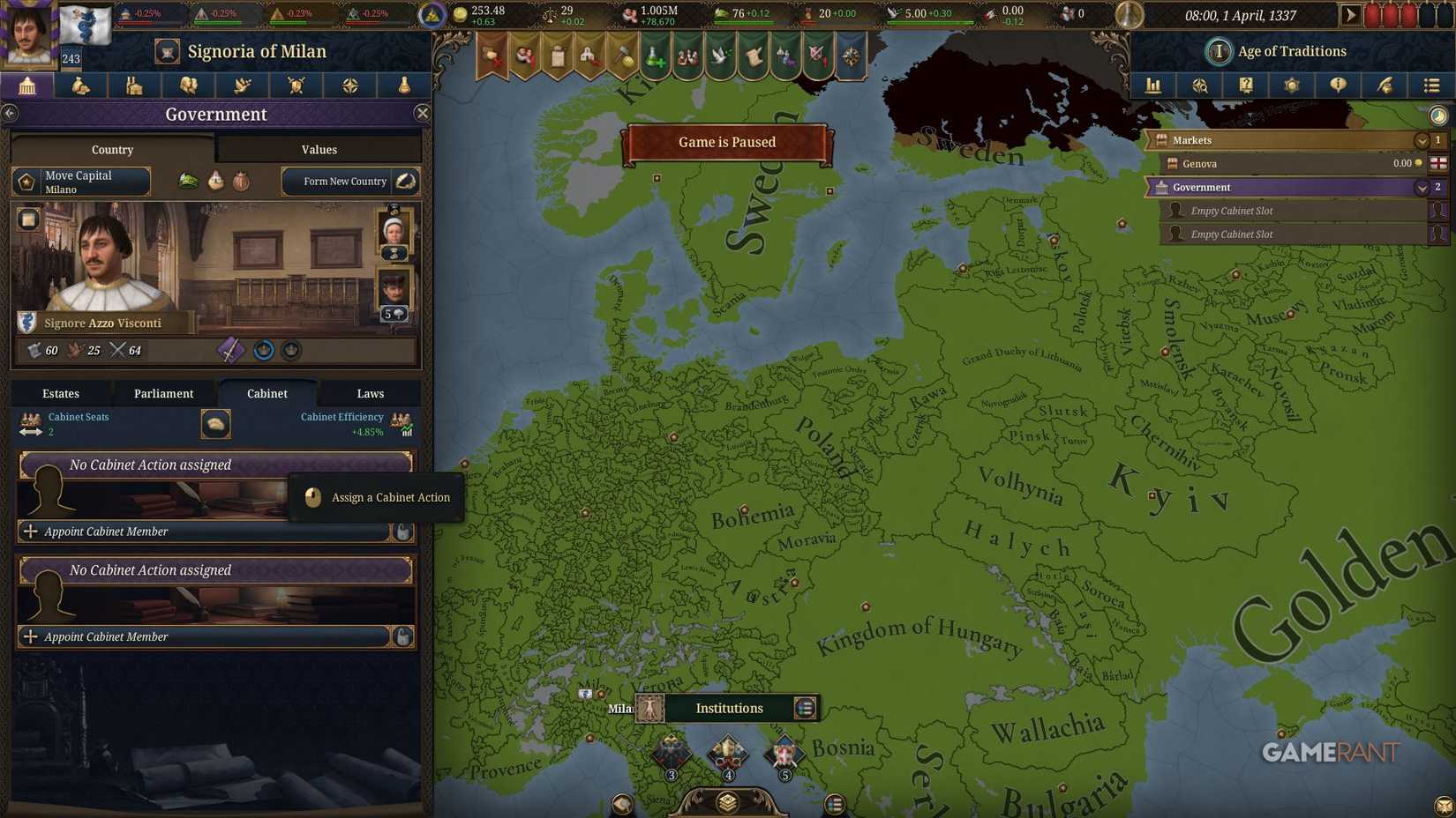 Europa Universalis 5 - Cabinet Action