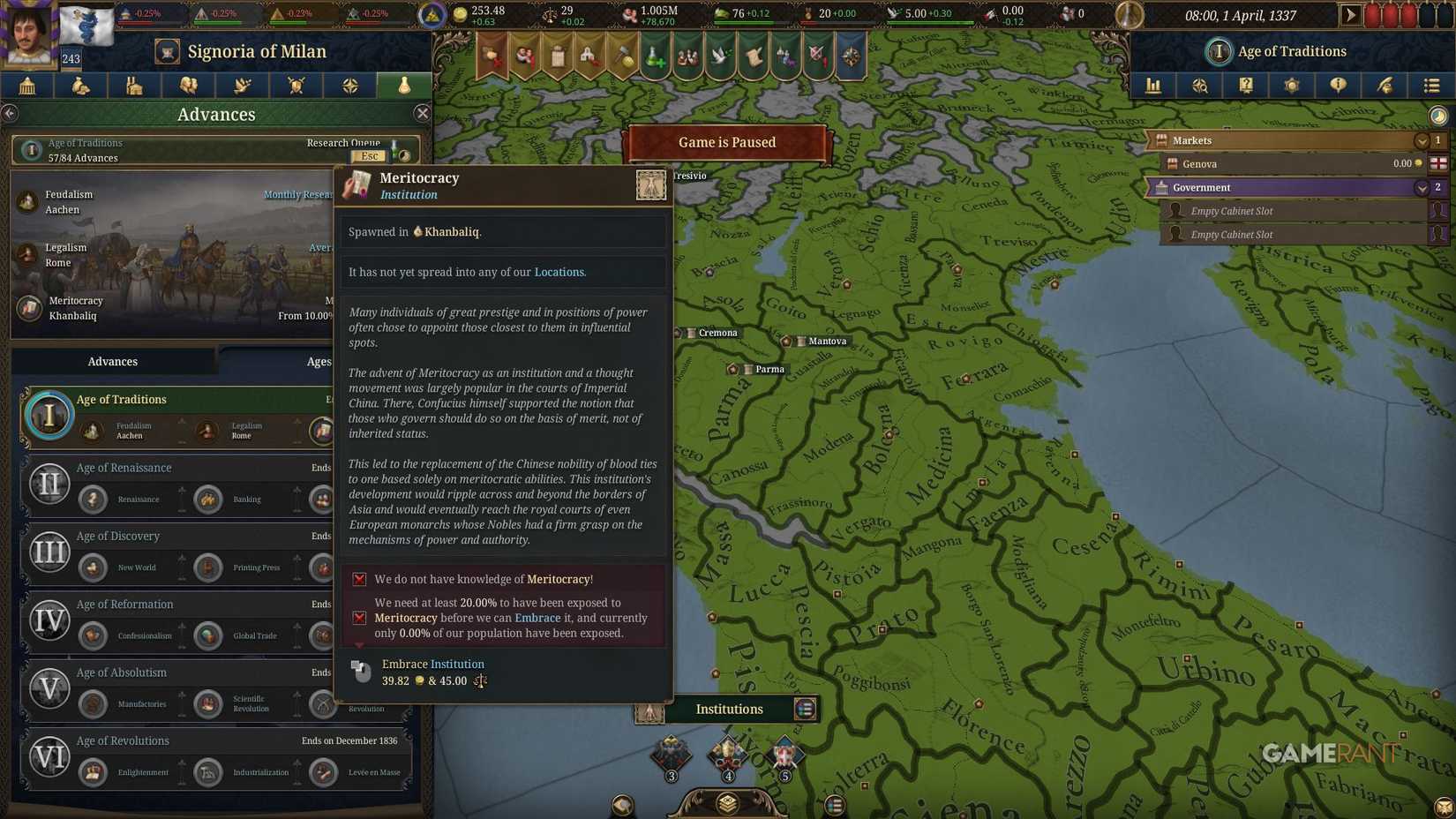 Europa Universalis 5 - Embrace Institution