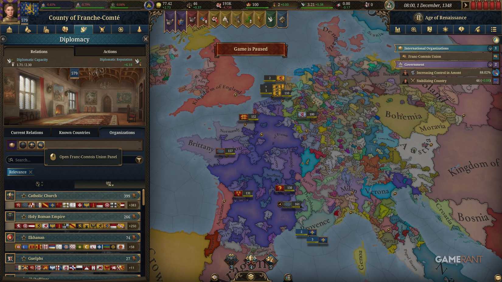 Europa Universalis 5 - How to see Personal Unions