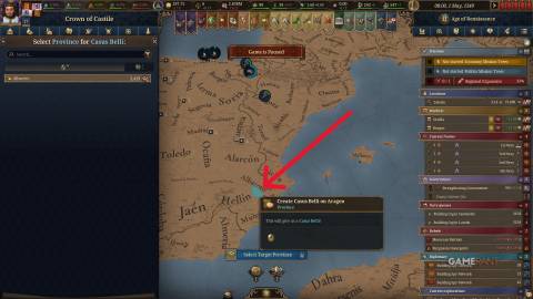 Europa Universalis 5 - Select Province for Claim