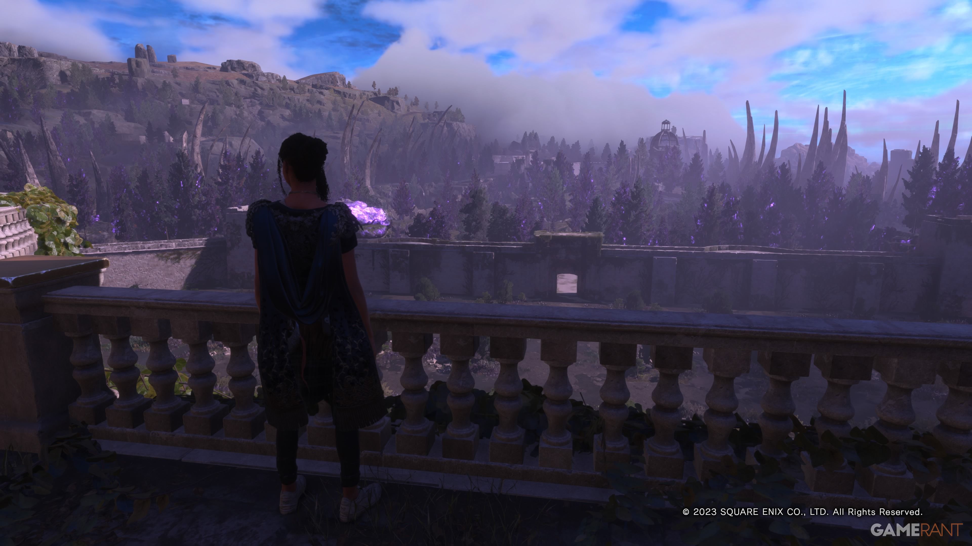 Forspoken frey looking from castle over athia