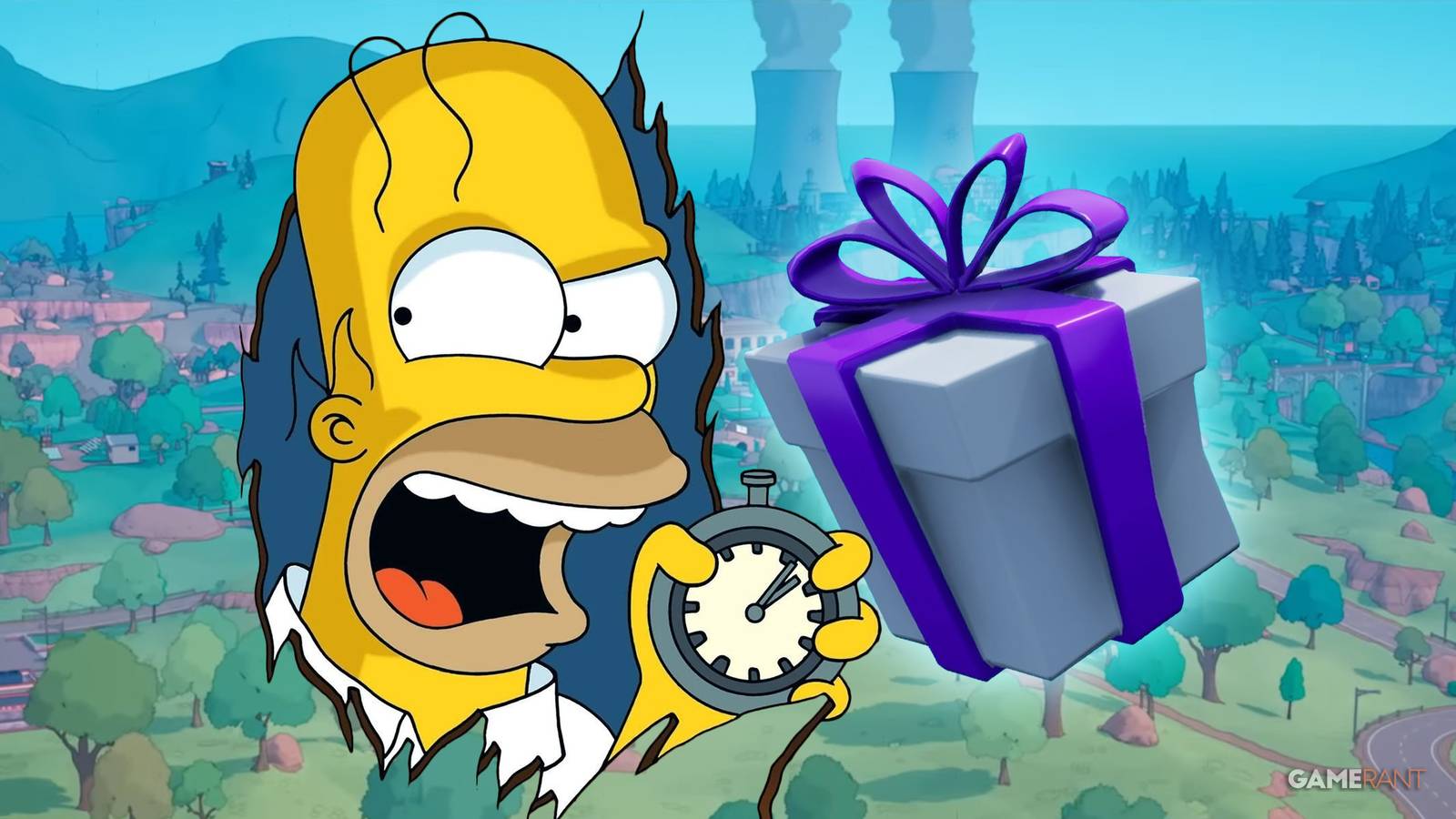 fortnite homer simpsons giant present