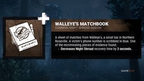 Ghost Face DBD Walleye's Matchbook Add on