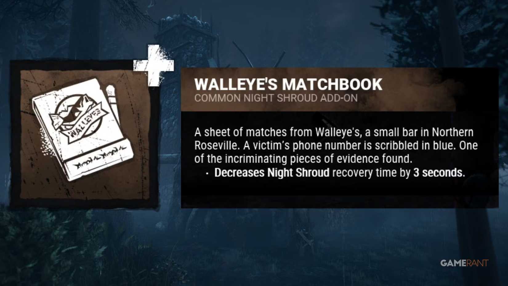Ghost Face DBD Walleye's Matchbook Add on
