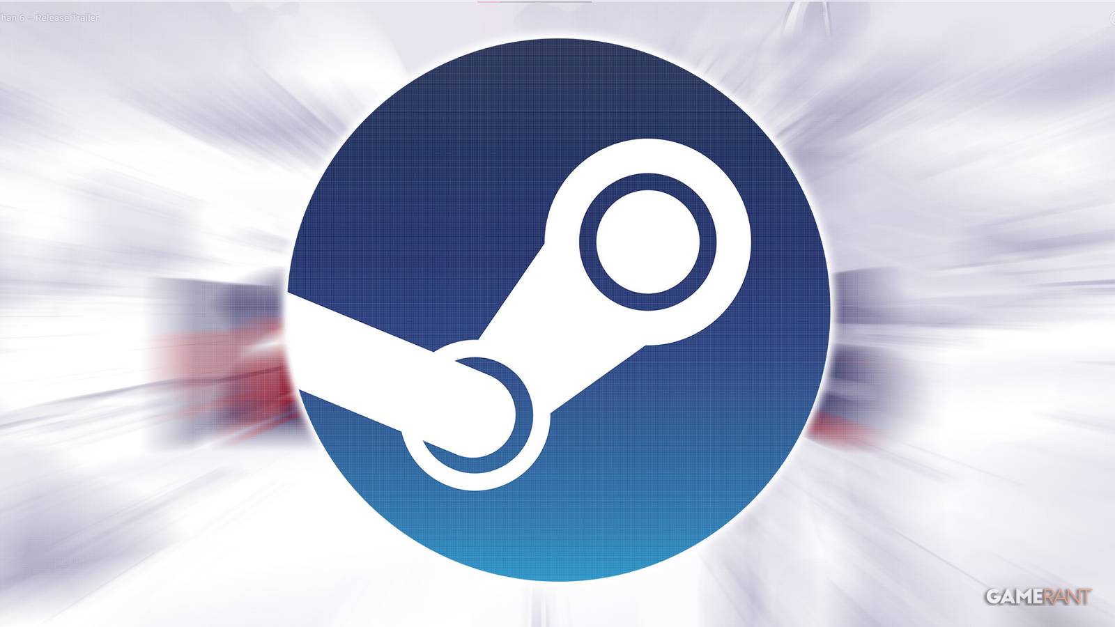 glowing Steam logo sign over zoom-blurred 12 Is Better Than 6 16x9 cover artwork