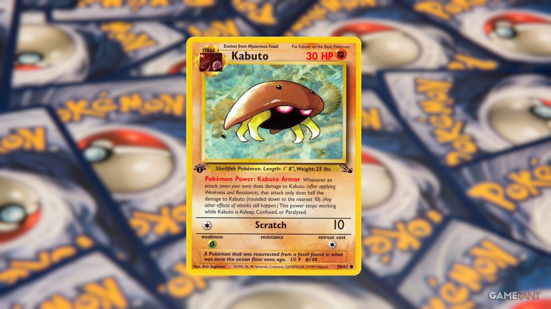 Kartu Pokemon TCG Kabuto Fossil 1st Edition