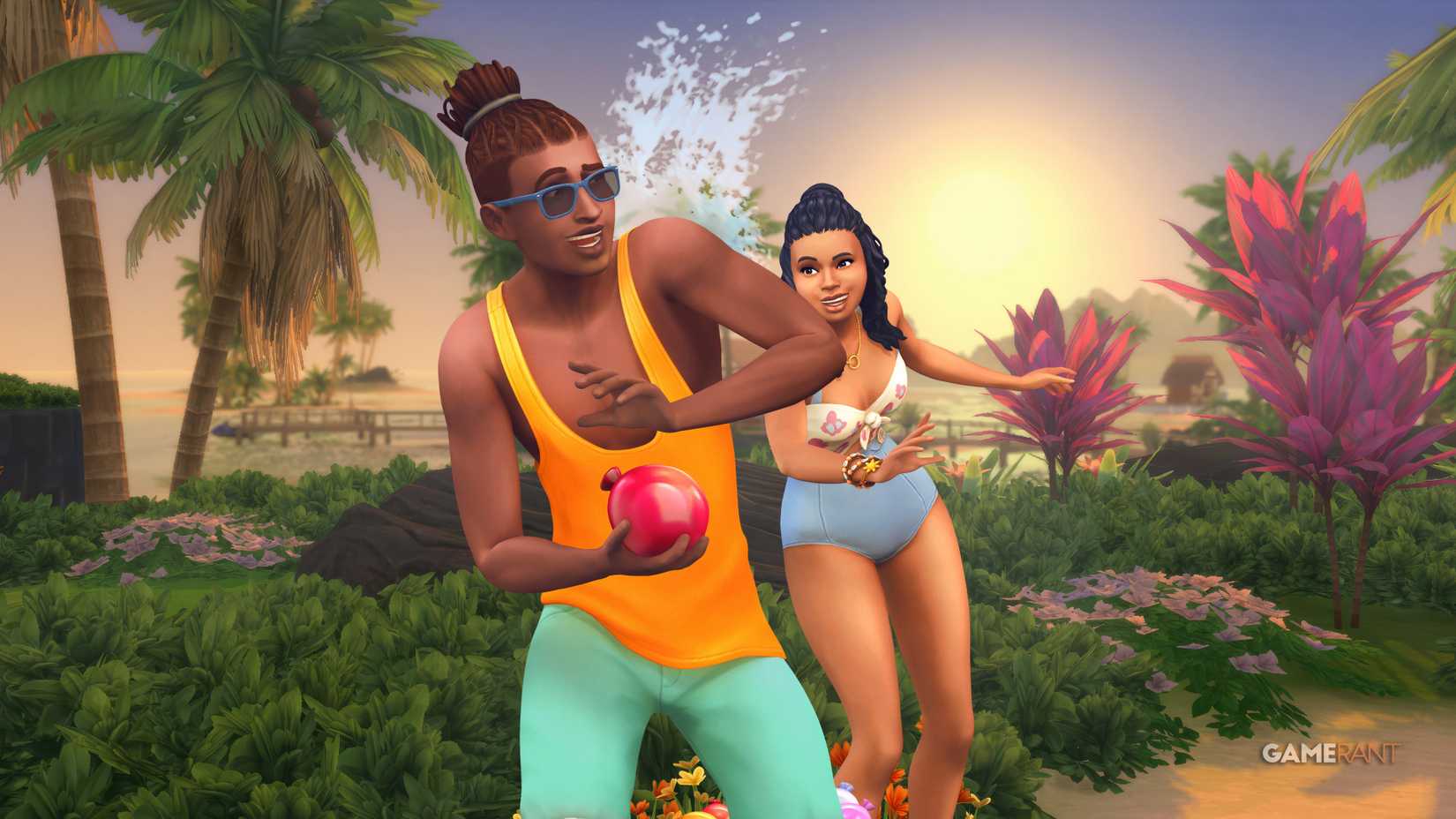 sims-4-woman-and-man-playing-with-water-balloons-on-beach-game-rant